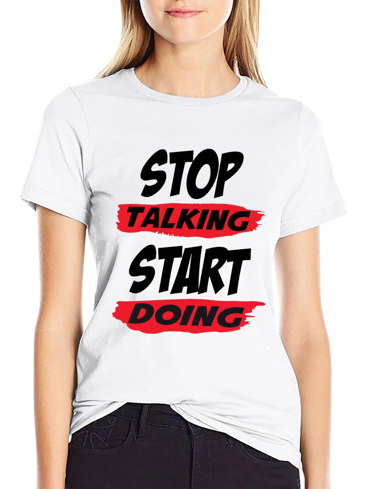 Stop Talking Start Doing Graphic Tee - Black