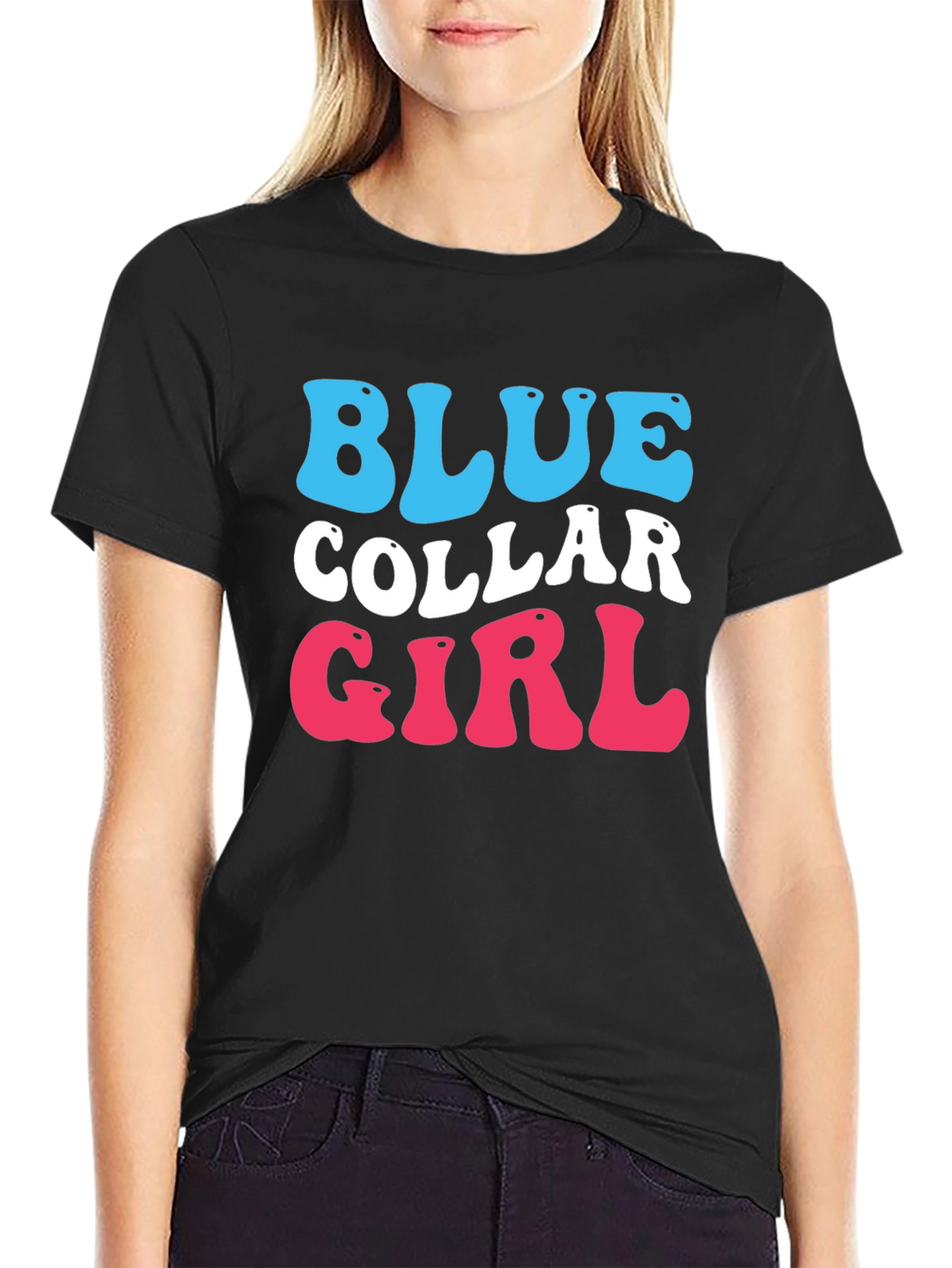 Blue Collar Girl Graphic T-Shirt - Trendy Cotton Tee