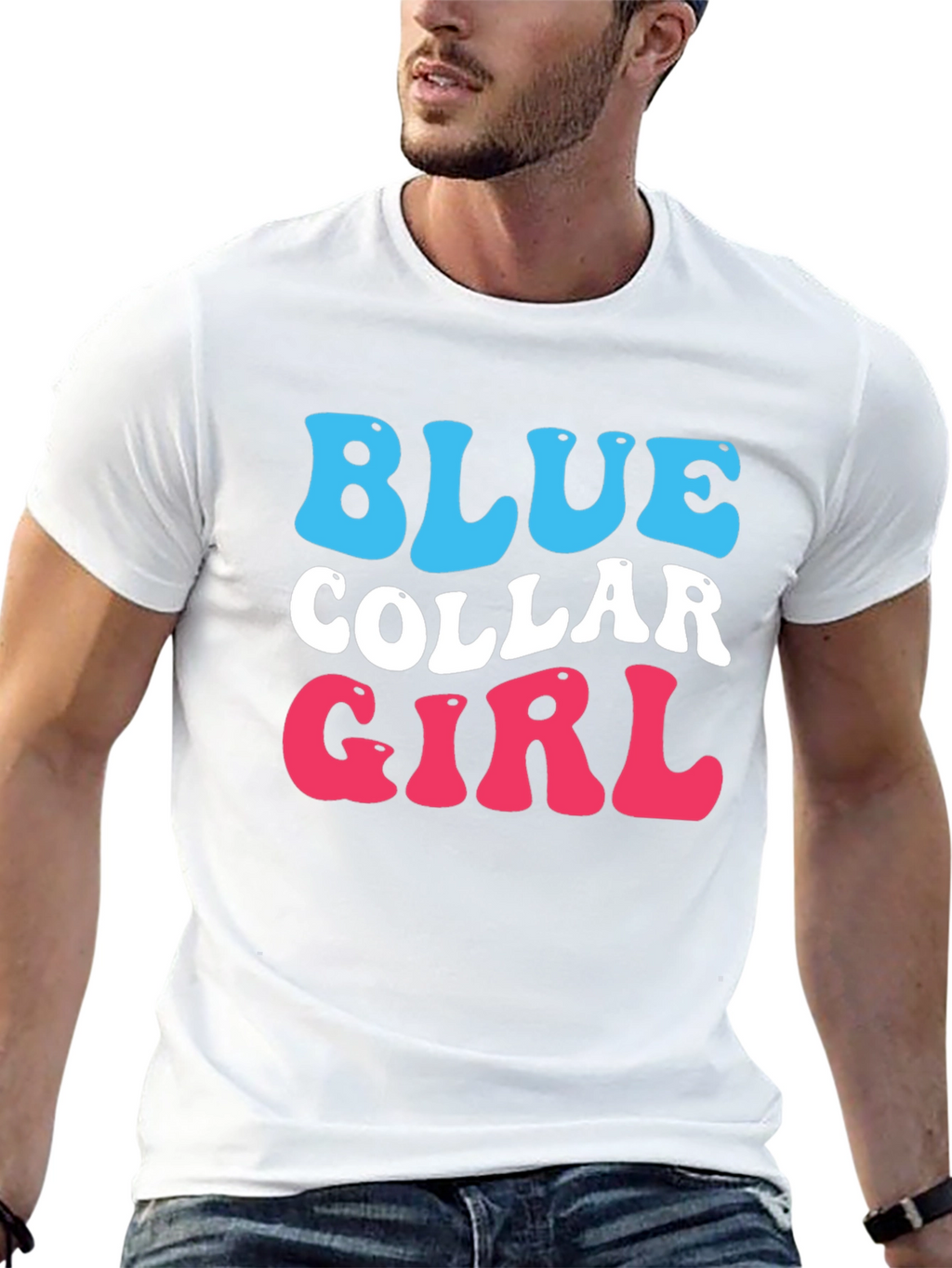 Blue Collar Girl Graphic T-Shirt - Trendy Cotton Tee