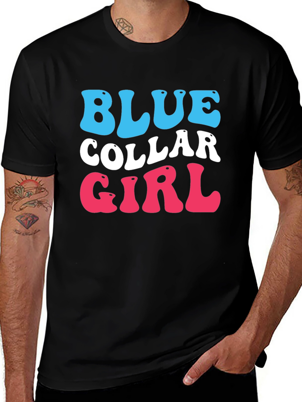 Blue Collar Girl Graphic T-Shirt - Trendy Cotton Tee