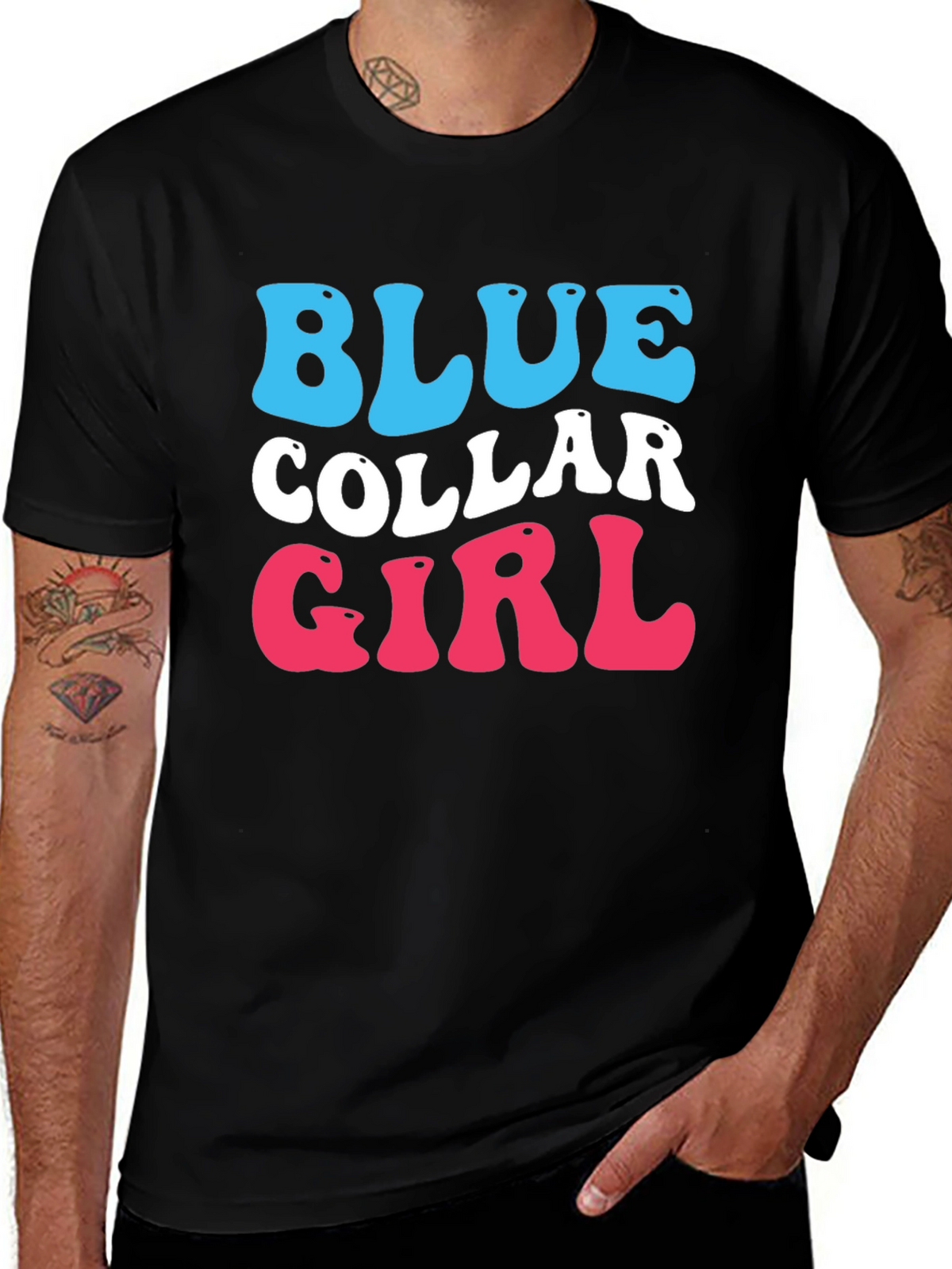 Blue Collar Girl Graphic T-Shirt - Trendy Cotton Tee