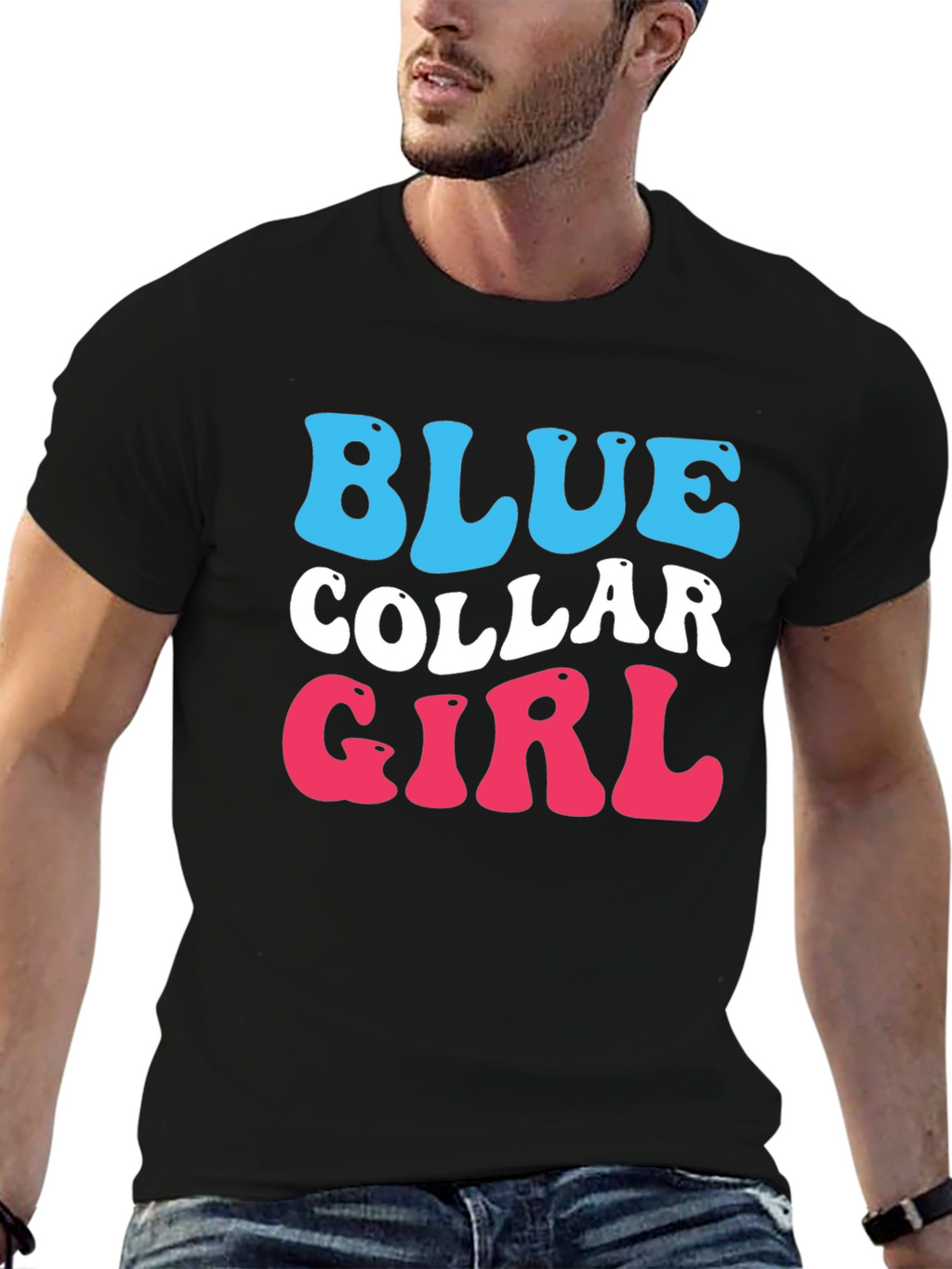 Blue Collar Girl Graphic T-Shirt - Trendy Cotton Tee
