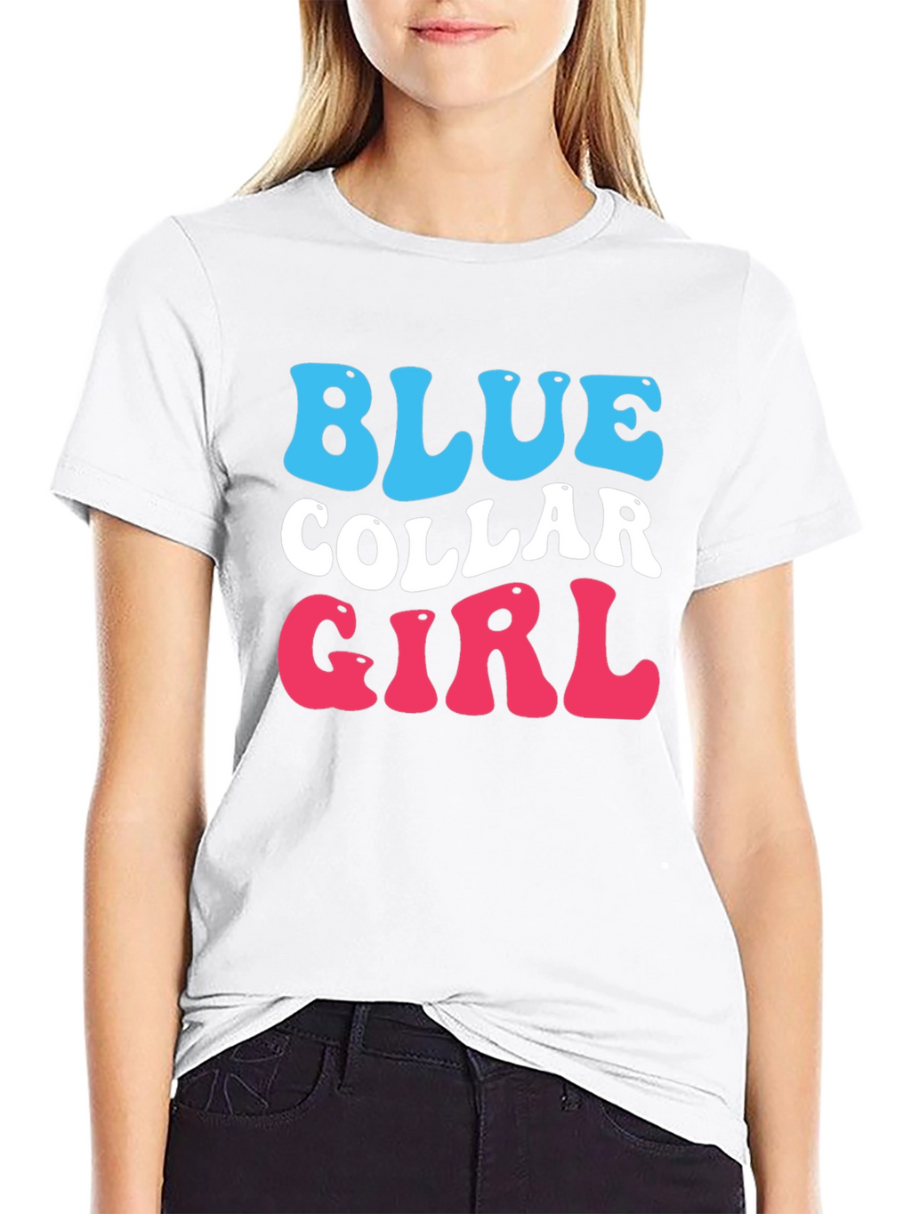 Blue Collar Girl Graphic T-Shirt - Trendy Cotton Tee