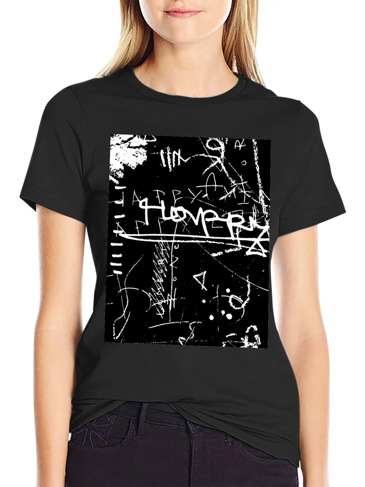 Abstract Graffiti Graphic Tee - Black