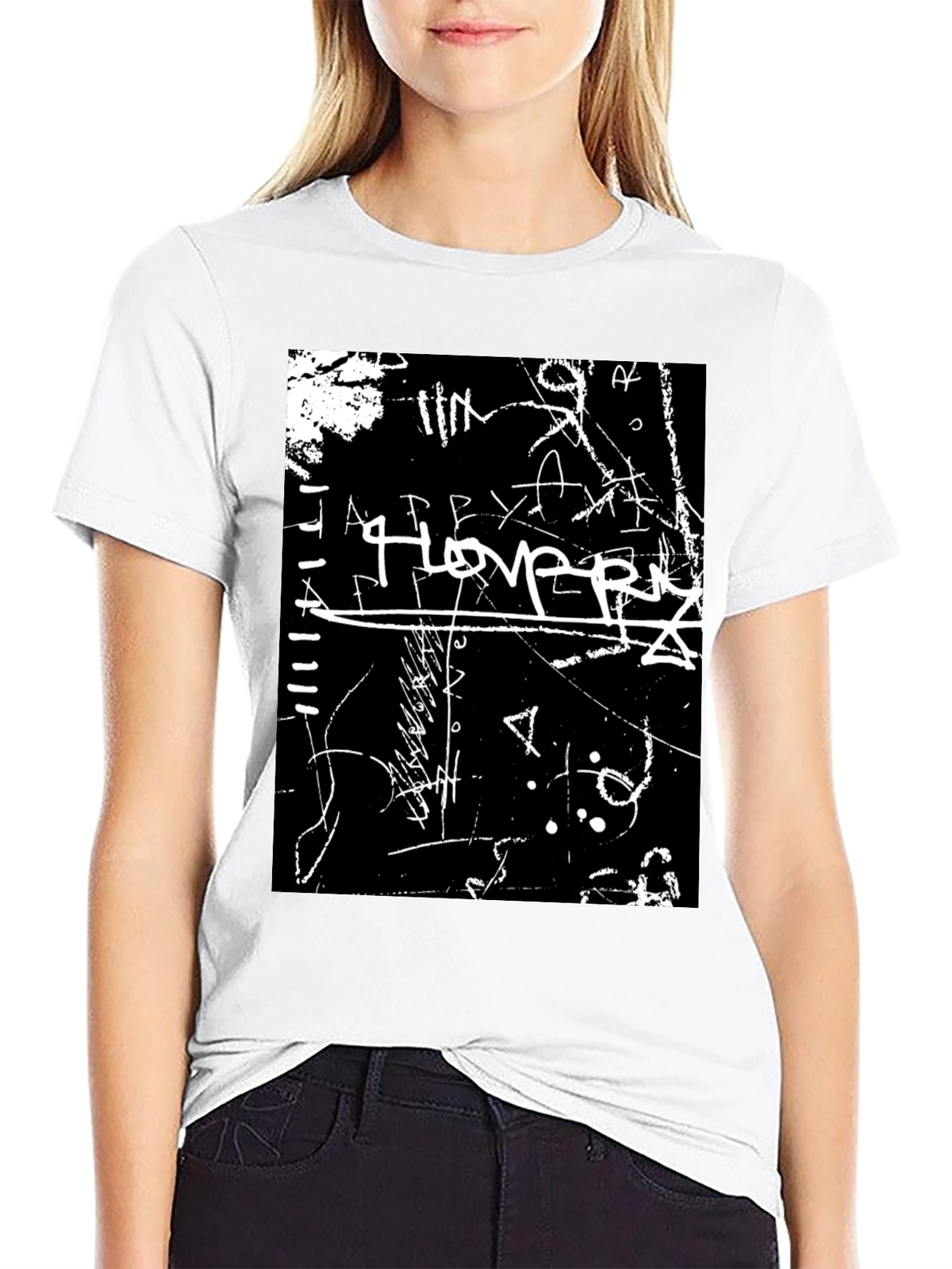 Abstract Graffiti Graphic Tee - Black