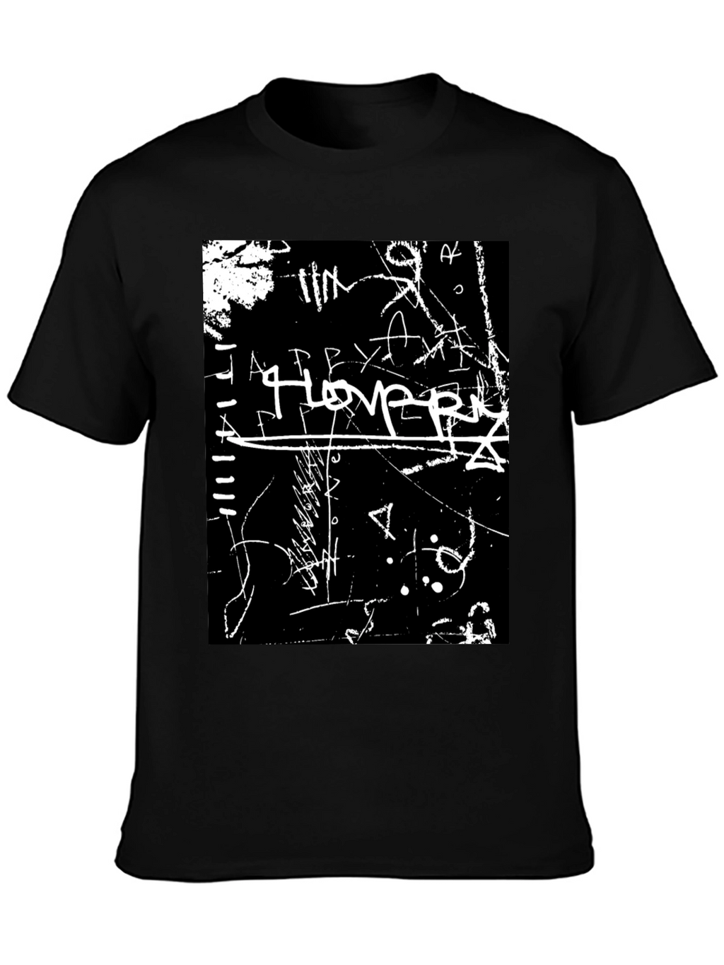 Abstract Graffiti Graphic Tee - Black