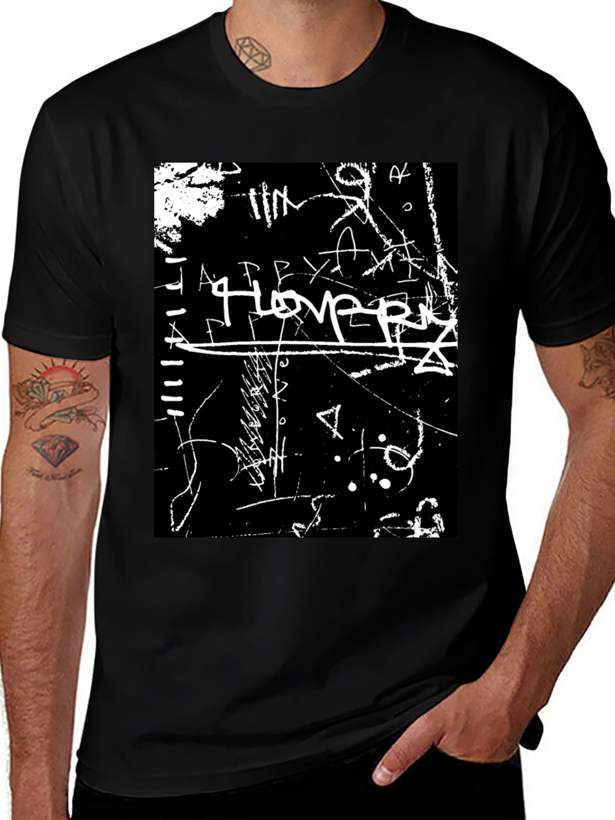 Abstract Graffiti Graphic Tee - Black