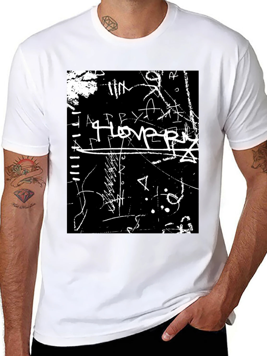 Abstract Graffiti Graphic Tee - Black