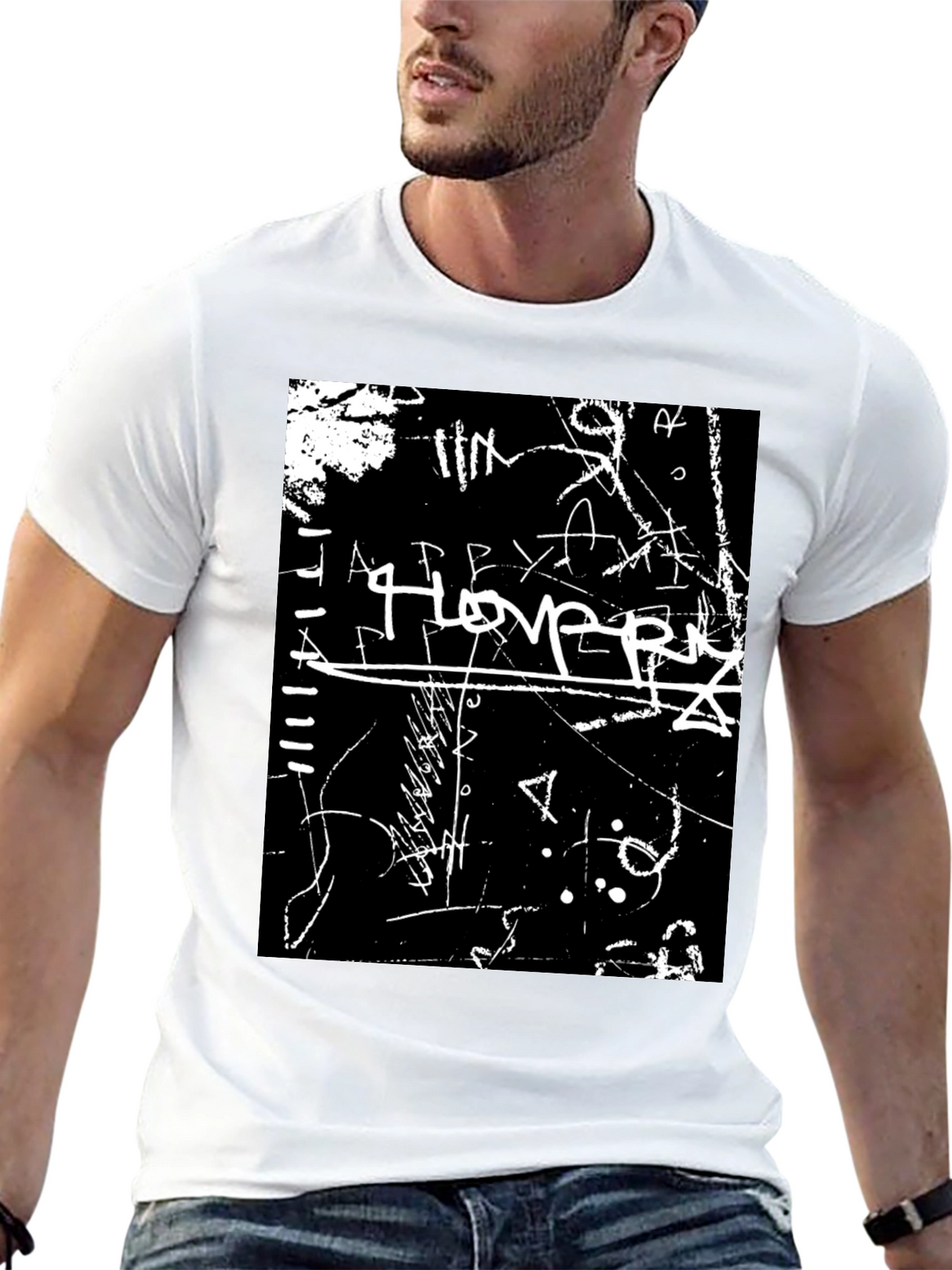 Abstract Graffiti Graphic Tee - Black