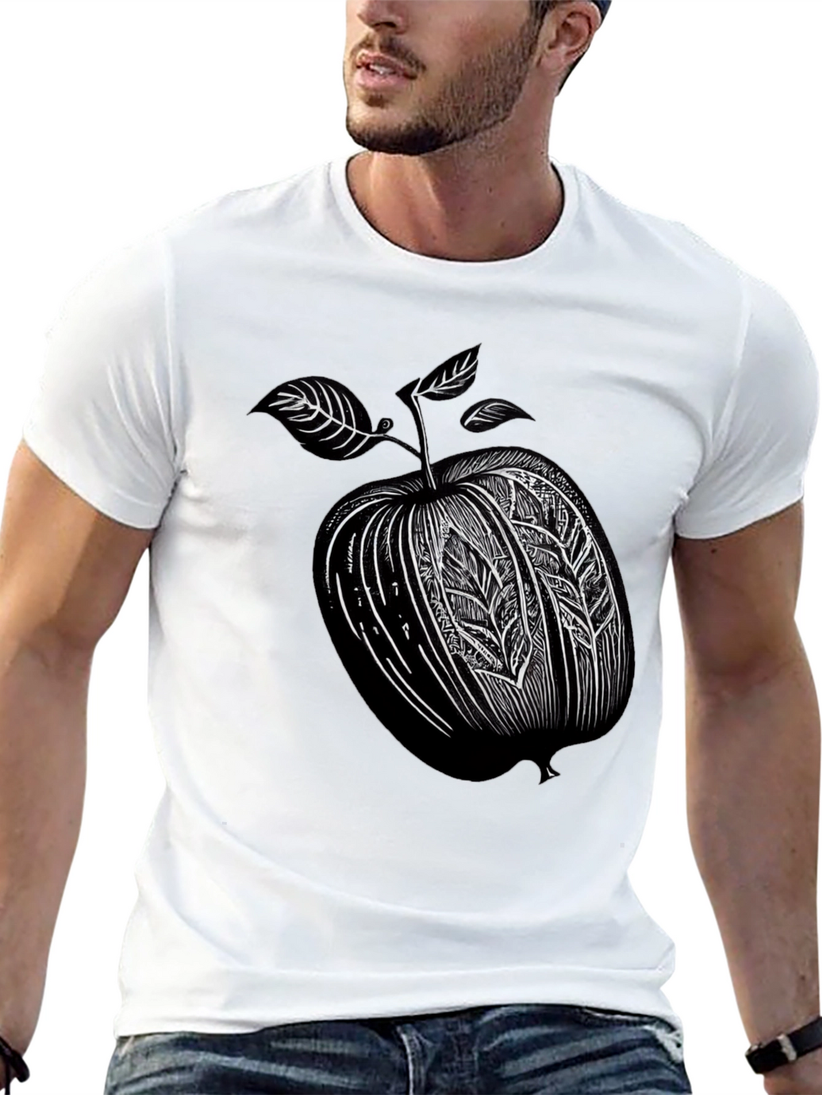 Stylized Apple Graphic T-Shirt