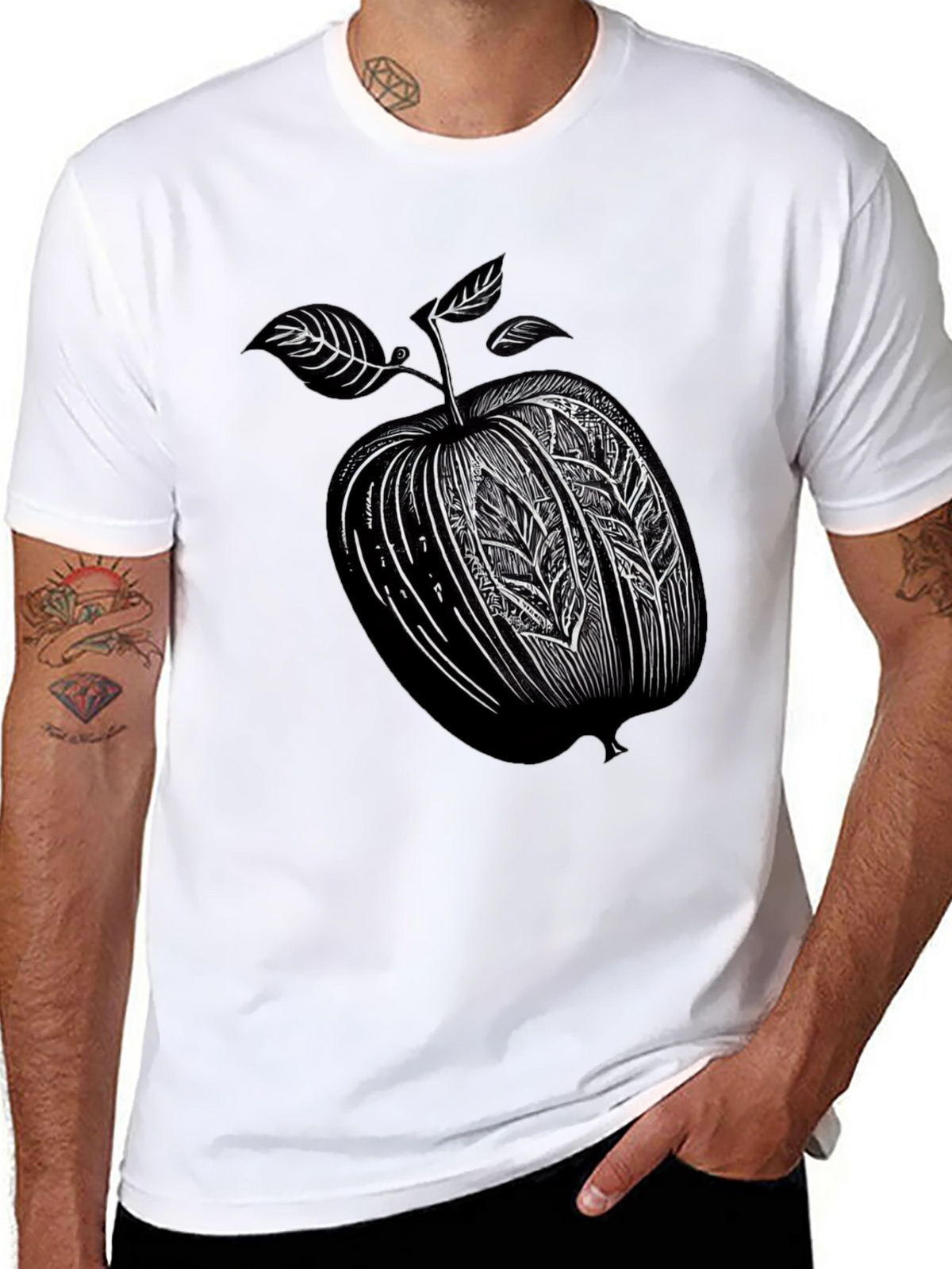 Stylized Apple Graphic T-Shirt