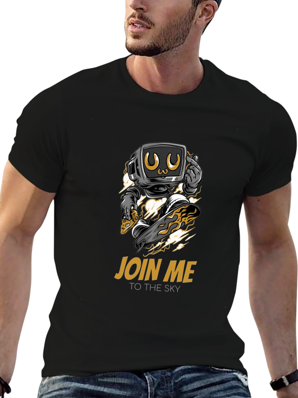 Skateboarding TV Head Graphic T-Shirt