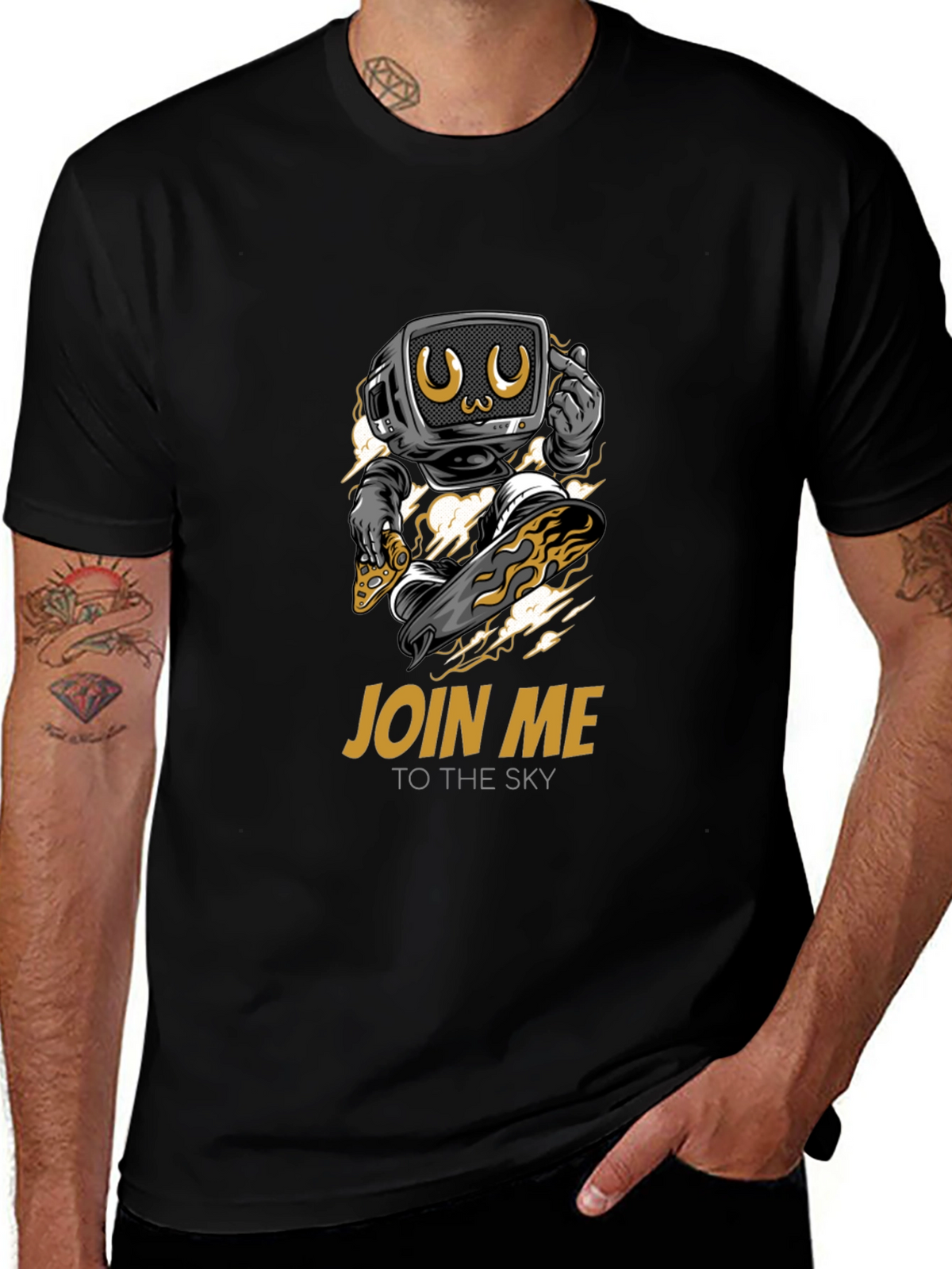 Skateboarding TV Head Graphic T-Shirt