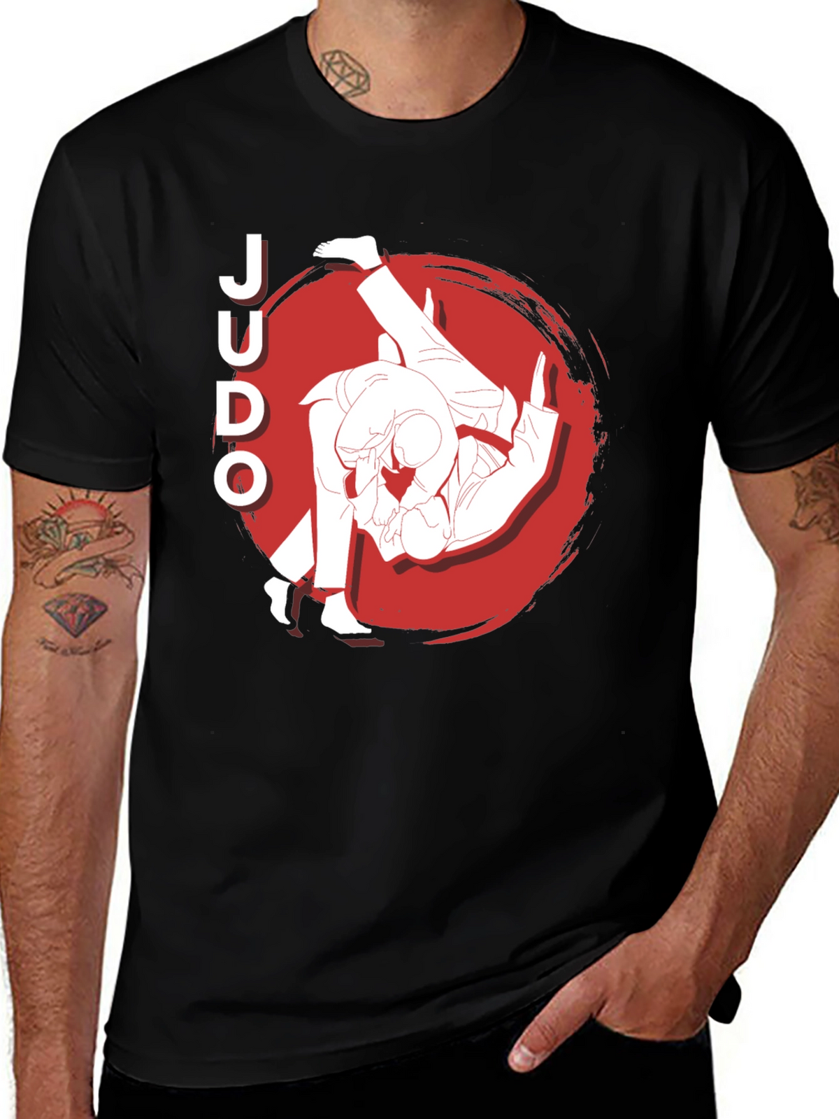 Judo Throw Black Graphic T-Shirt