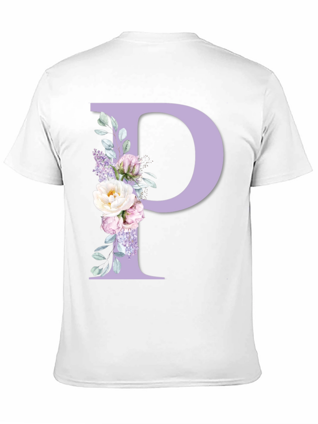 Floral Letter P Black T-Shirt