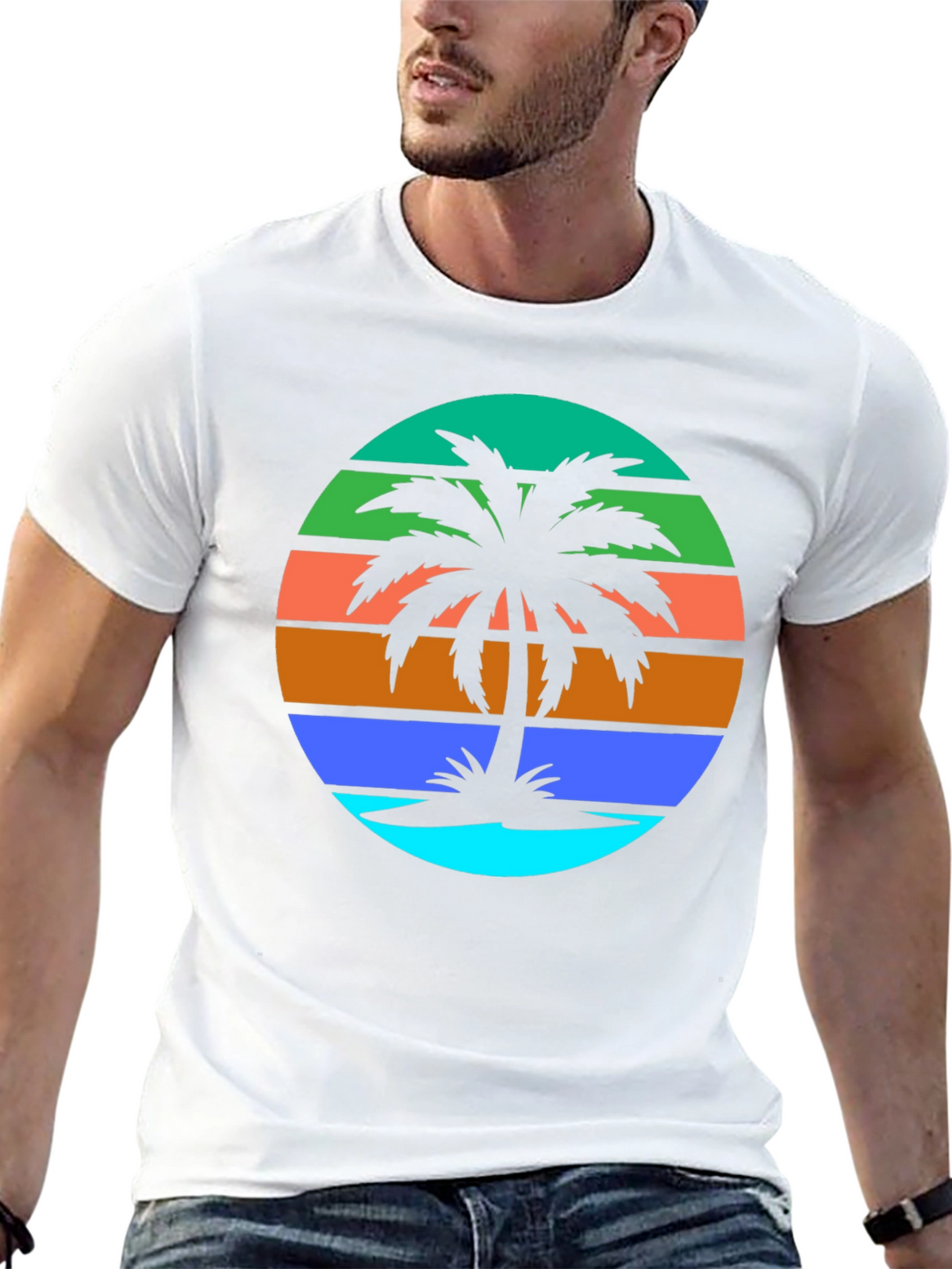 Retro Palm Tree Graphic Tee - Summer Vibes