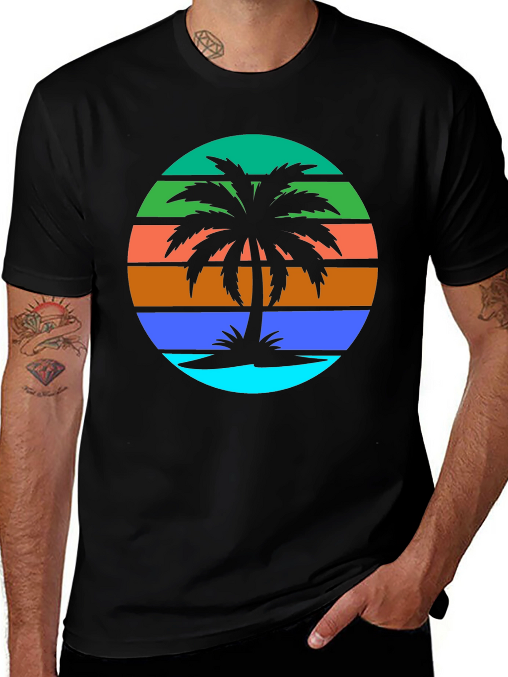 Retro Palm Tree Graphic Tee - Summer Vibes