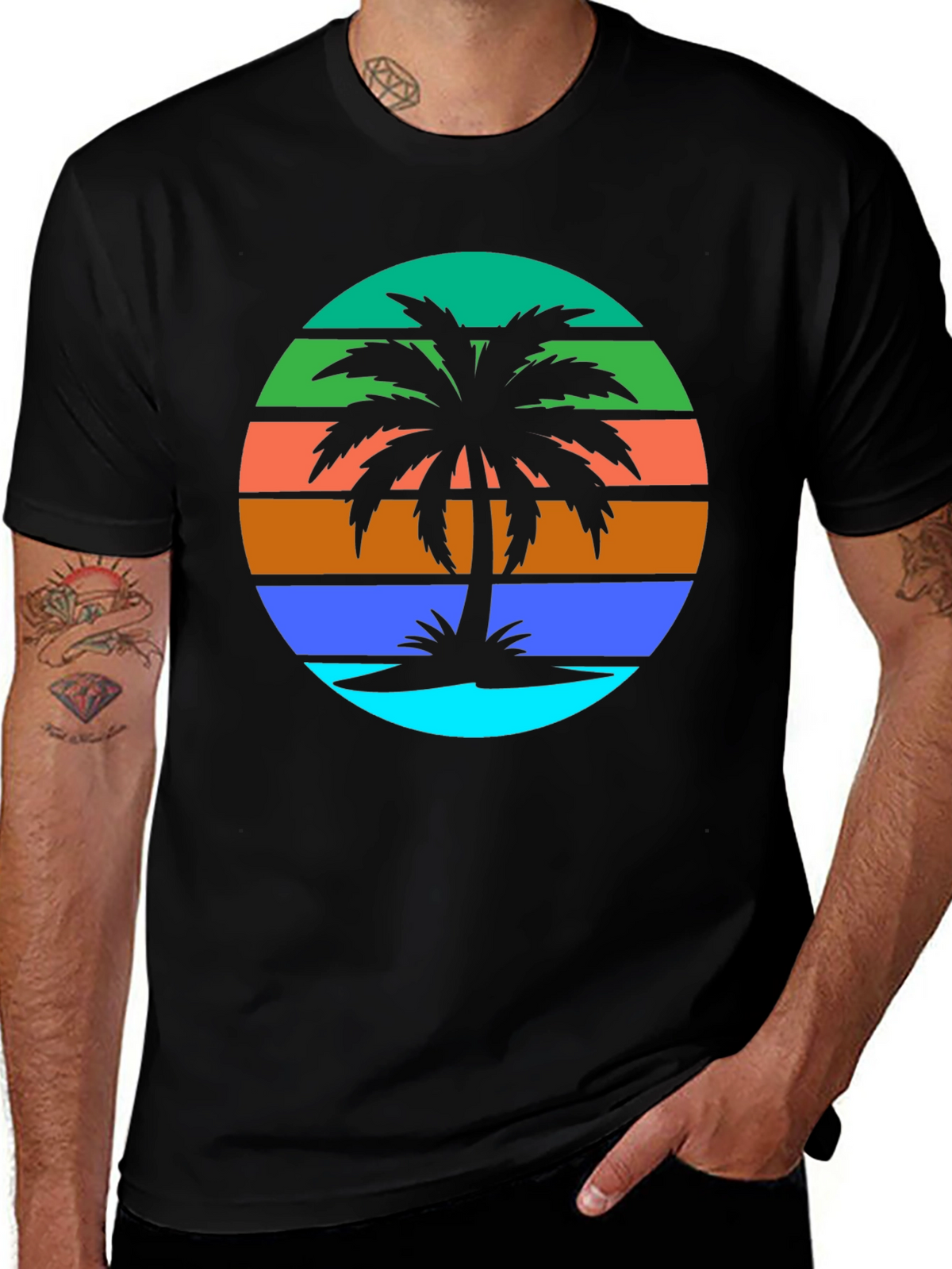 Retro Palm Tree Graphic Tee - Summer Vibes