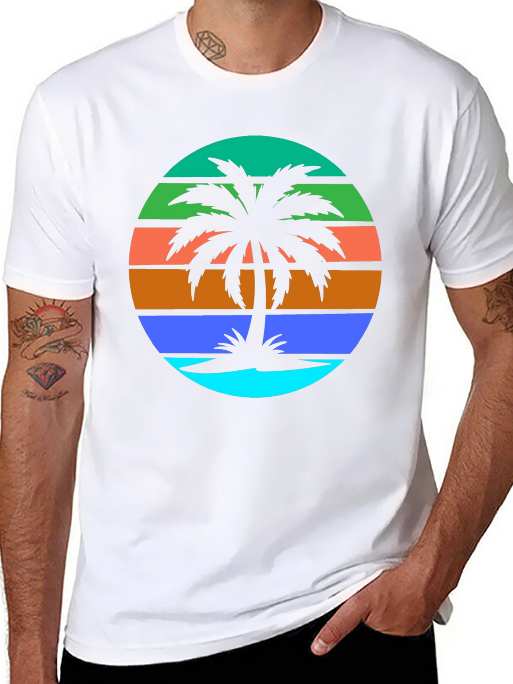 Retro Palm Tree Graphic Tee - Summer Vibes
