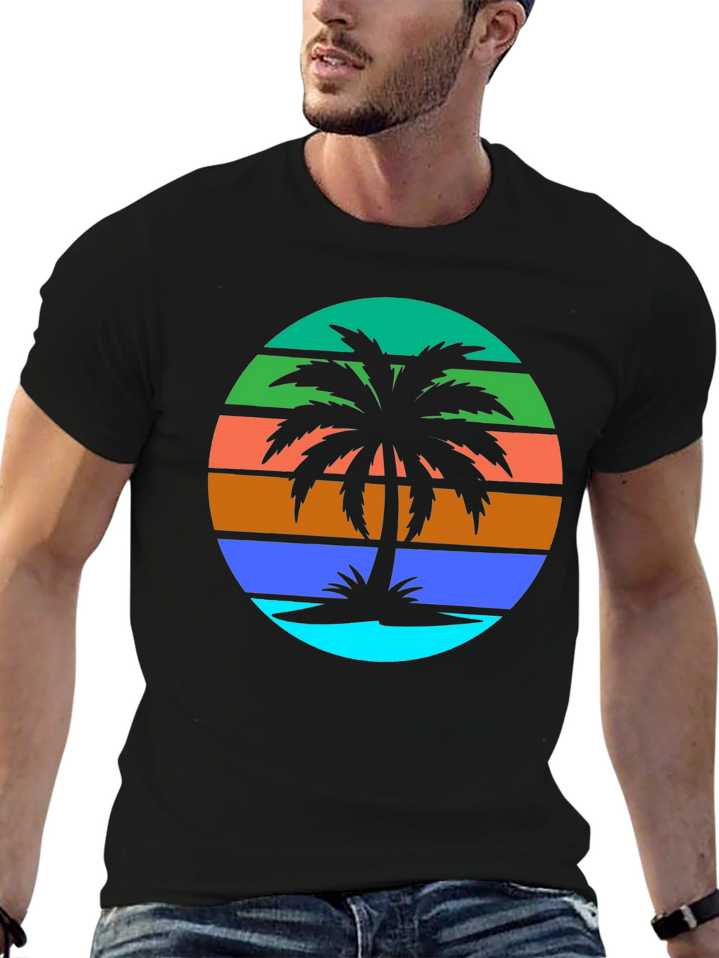 Retro Palm Tree Graphic Tee - Summer Vibes