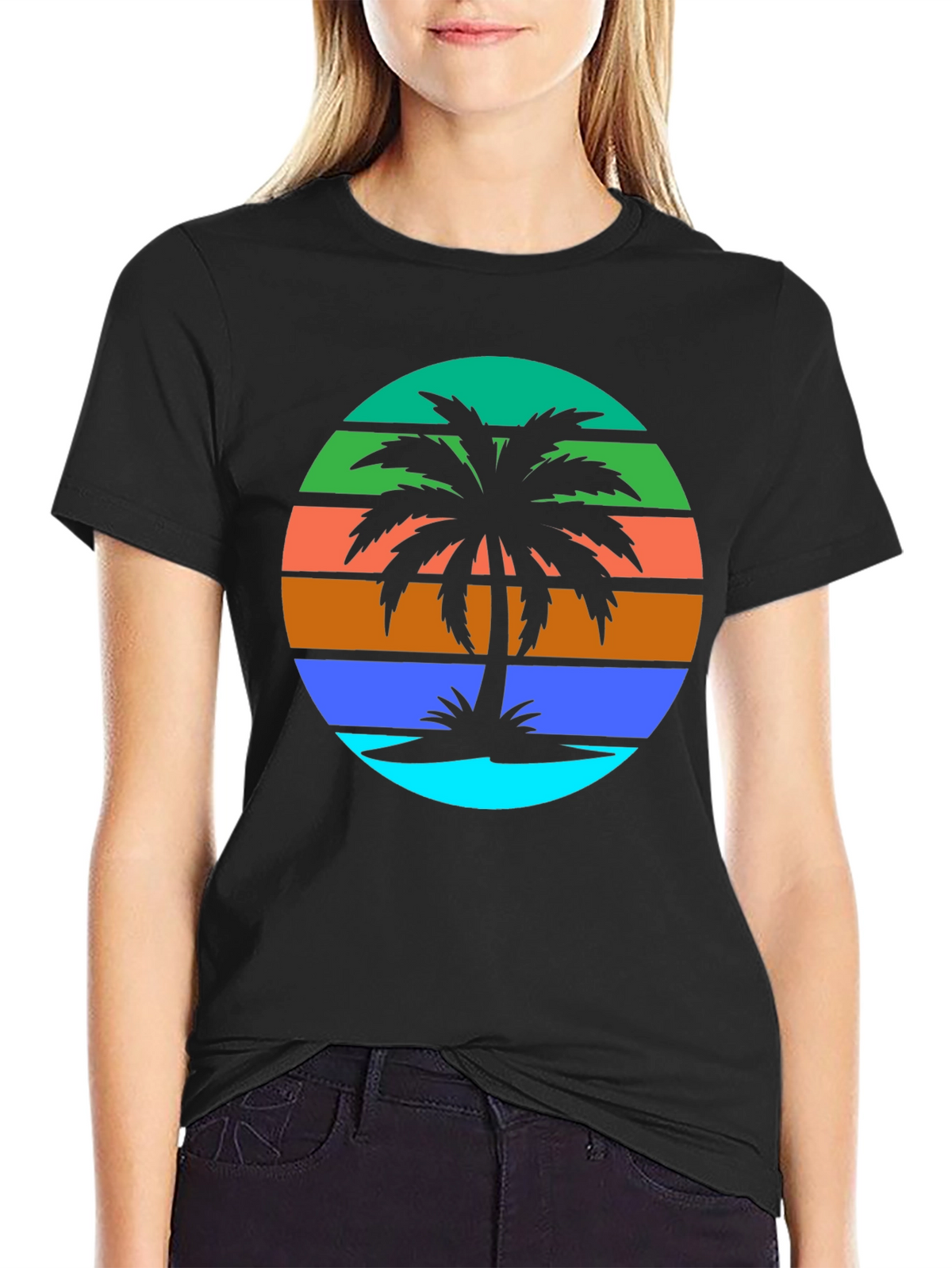 Retro Palm Tree Graphic Tee - Summer Vibes