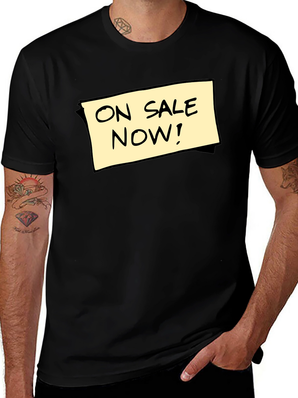 On Sale Now! Graphic Tee - Black Cotton T-Shirt