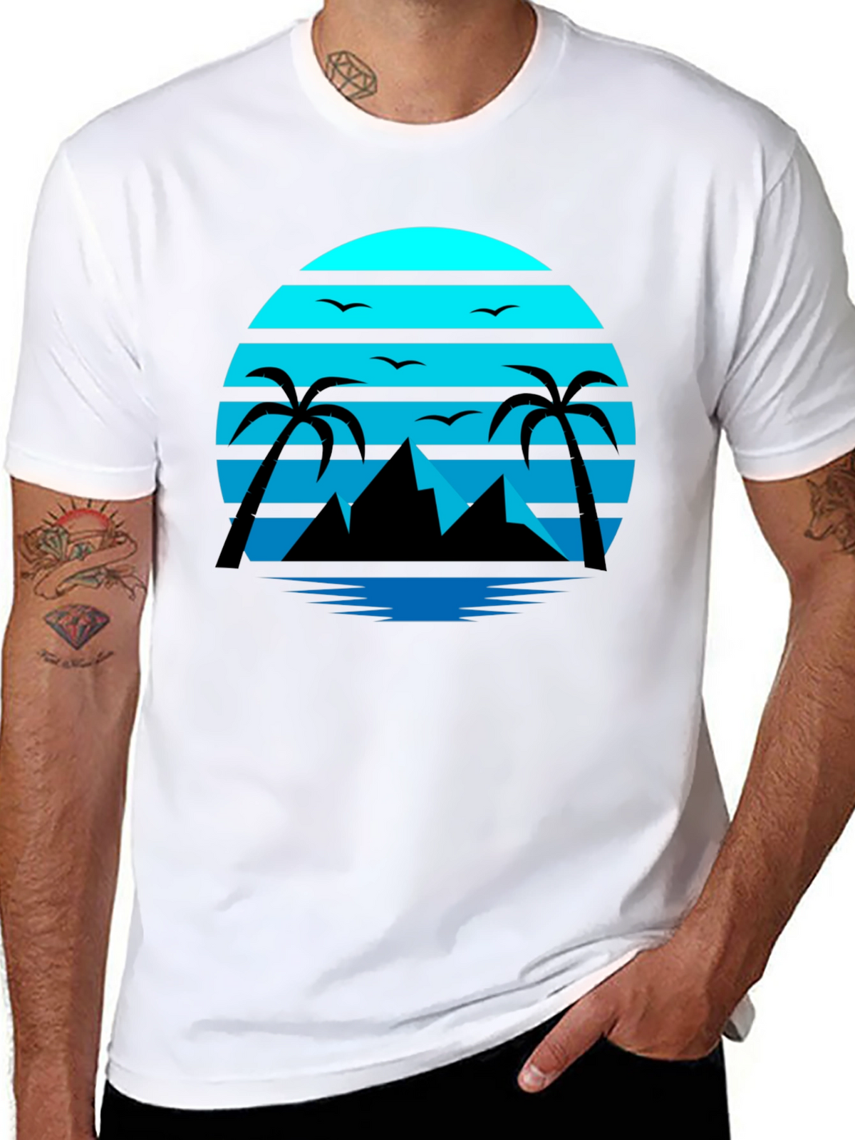 Retro Sunset Beach T-Shirt Palm Tree Graphic Tee