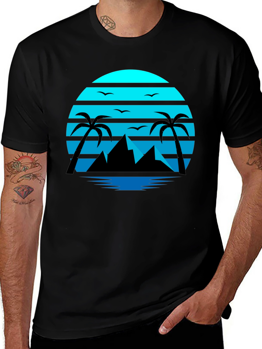 Retro Sunset Beach T-Shirt Palm Tree Graphic Tee