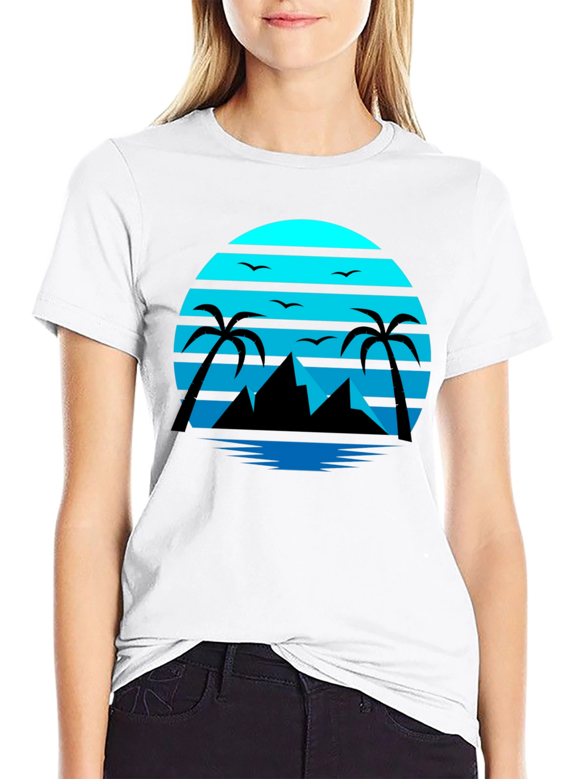 Retro Sunset Beach T-Shirt Palm Tree Graphic Tee