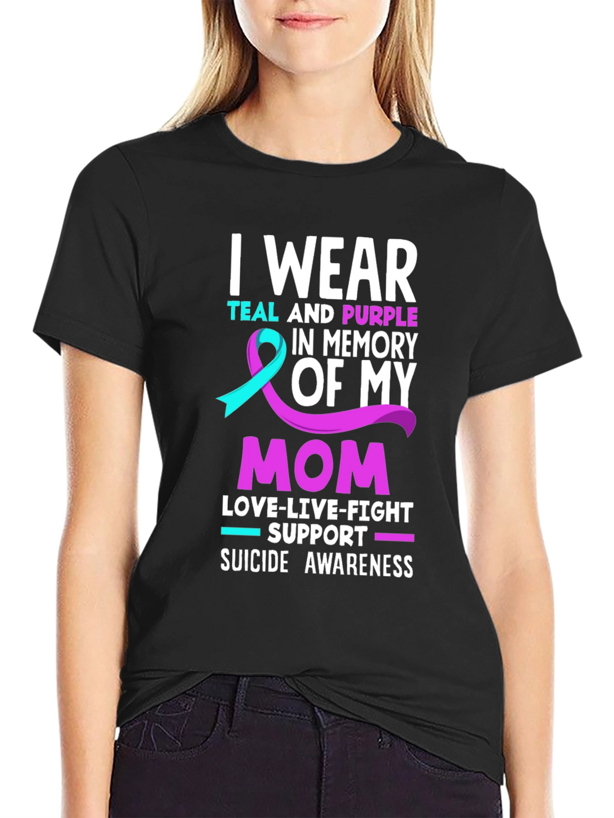 I Wear Teal and Purple Suicide Awareness T-Shirt
