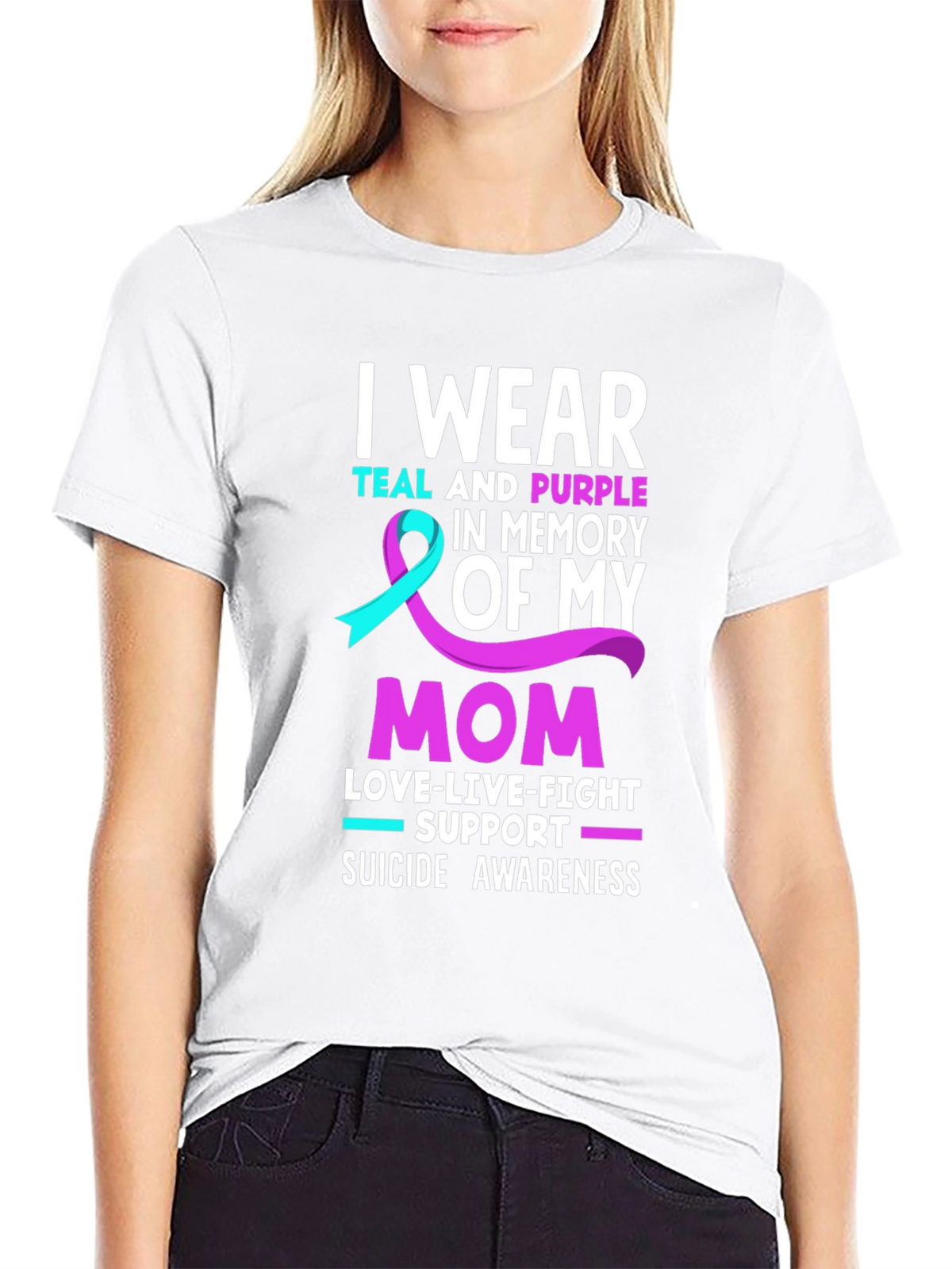 I Wear Teal and Purple Suicide Awareness T-Shirt