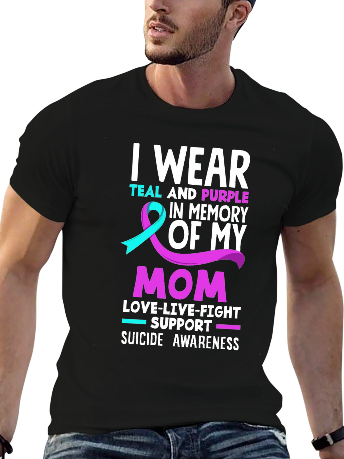 I Wear Teal and Purple Suicide Awareness T-Shirt