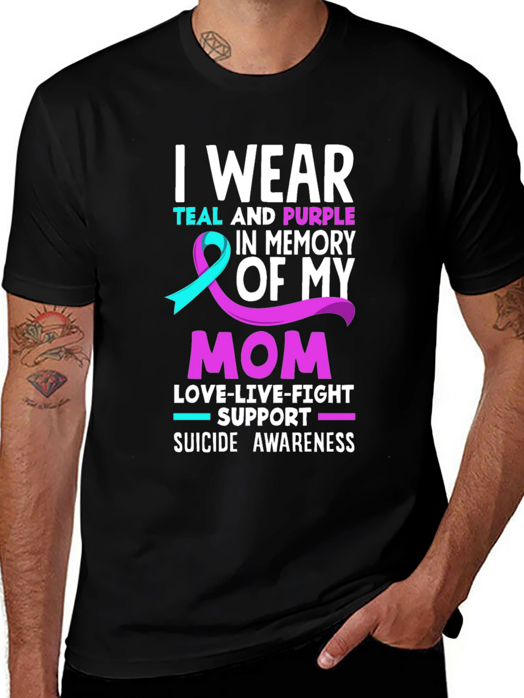 I Wear Teal and Purple Suicide Awareness T-Shirt