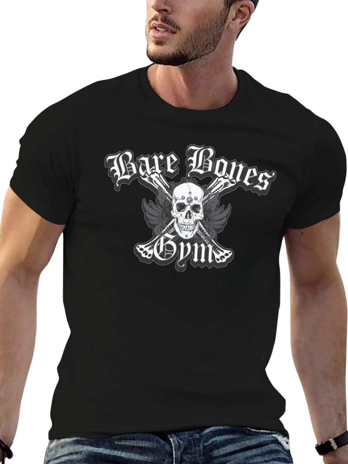 Bare Bones Gym Skull Graphic T-Shirt