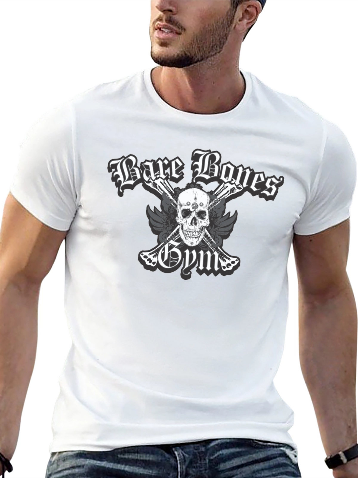 Bare Bones Gym Skull Graphic T-Shirt