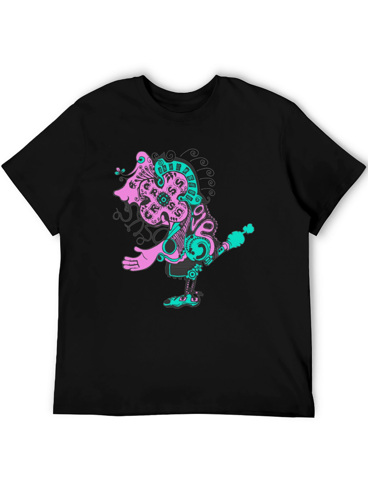 Abstract Robot Graphic Black T-Shirt