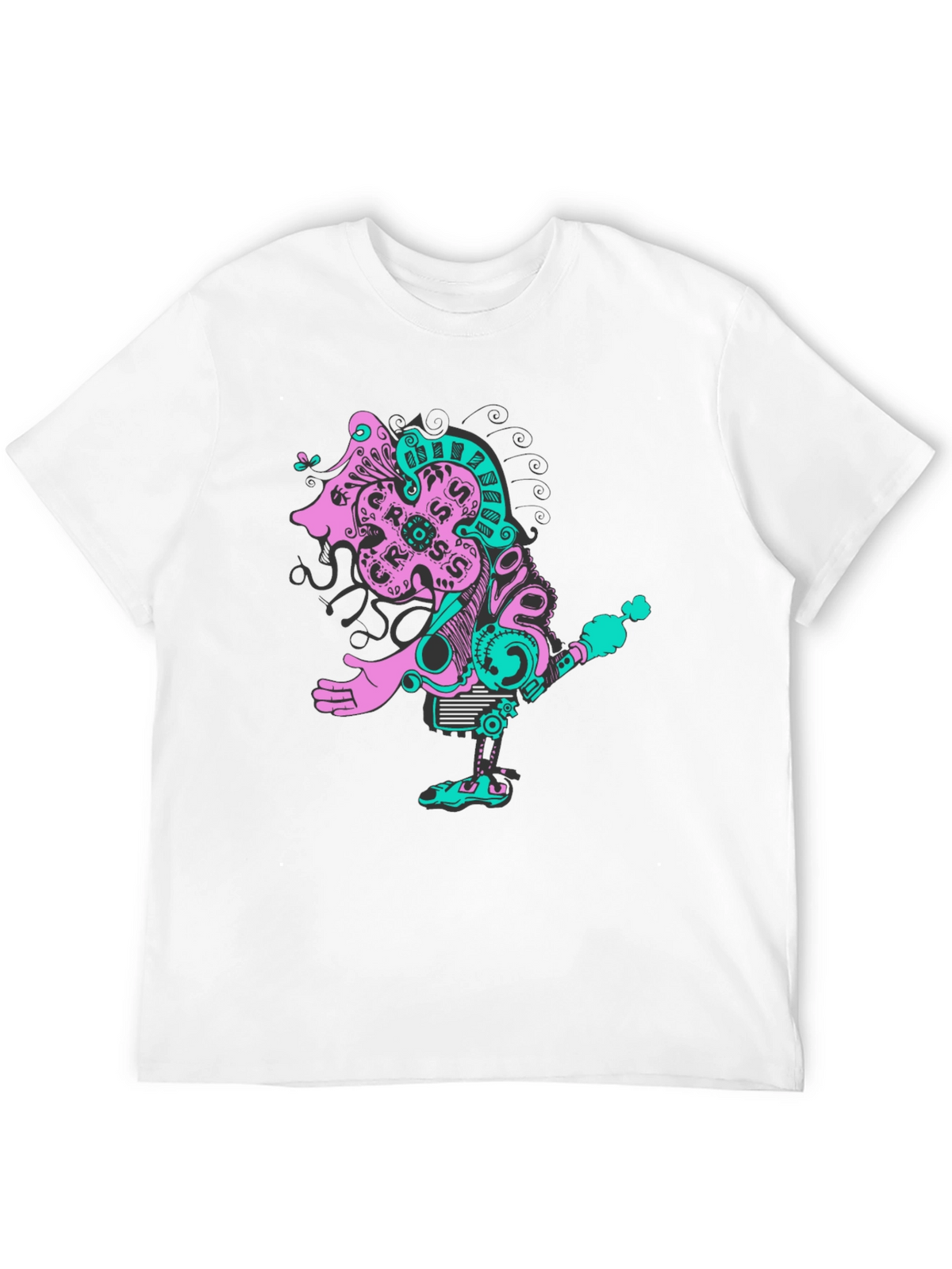 Abstract Robot Graphic Black T-Shirt