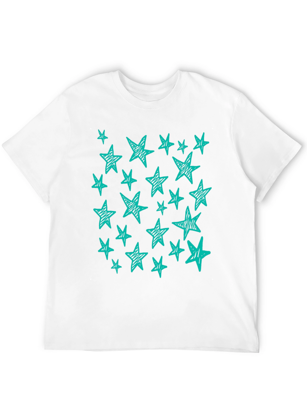 Starry Night Tee - Scribbled Star Design Black T-Shirt