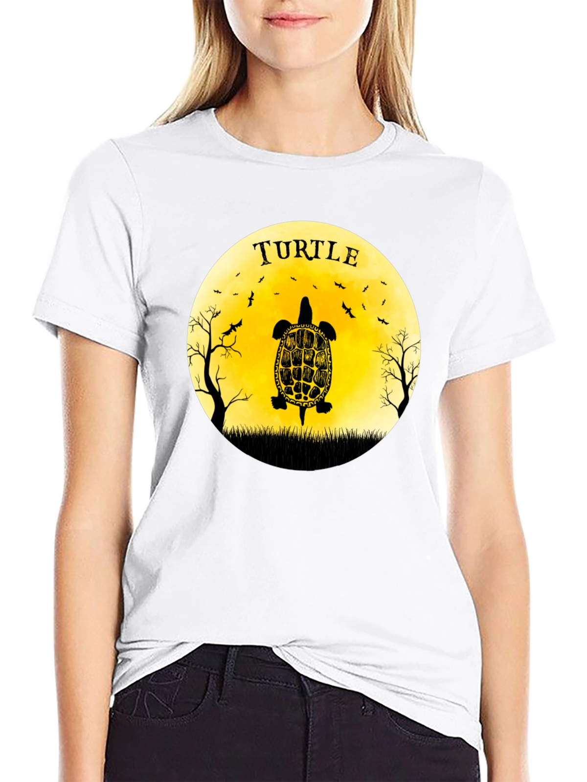 Turtle Graphic Tee - Black Cotton T-Shirt