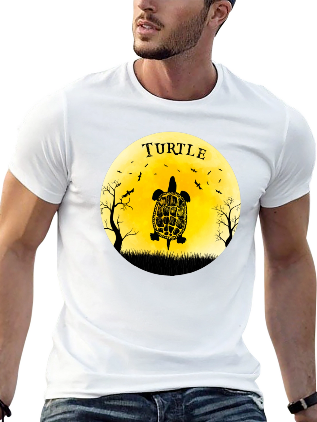 Turtle Graphic Tee - Black Cotton T-Shirt