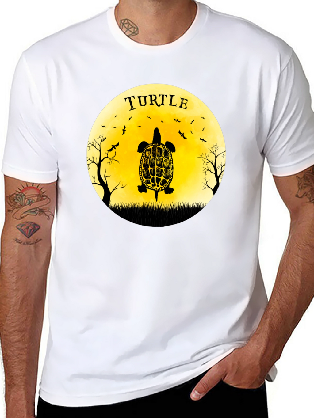 Turtle Graphic Tee - Black Cotton T-Shirt