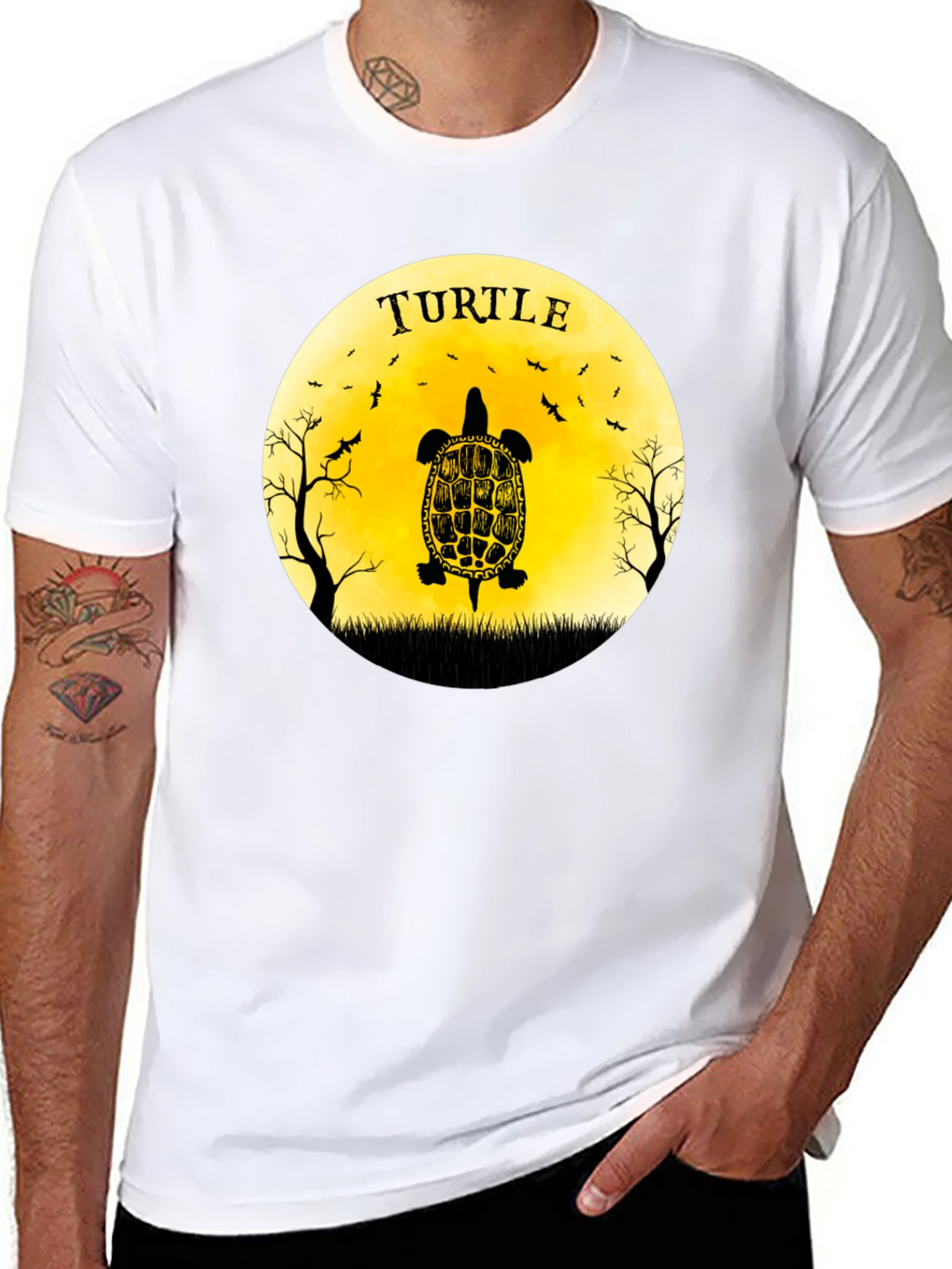Turtle Graphic Tee - Black Cotton T-Shirt