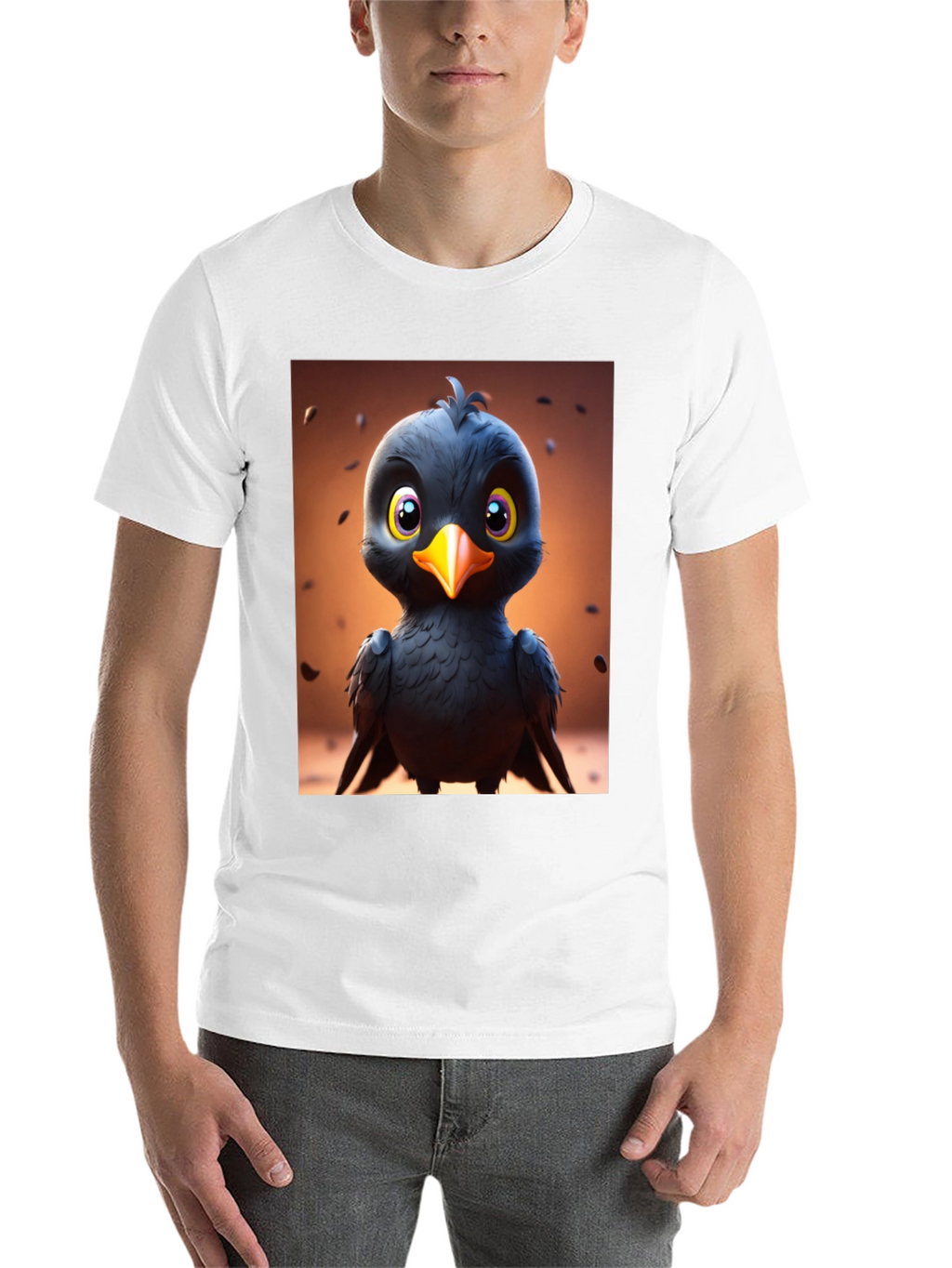 Cute Cartoon Black Bird Graphic Tee