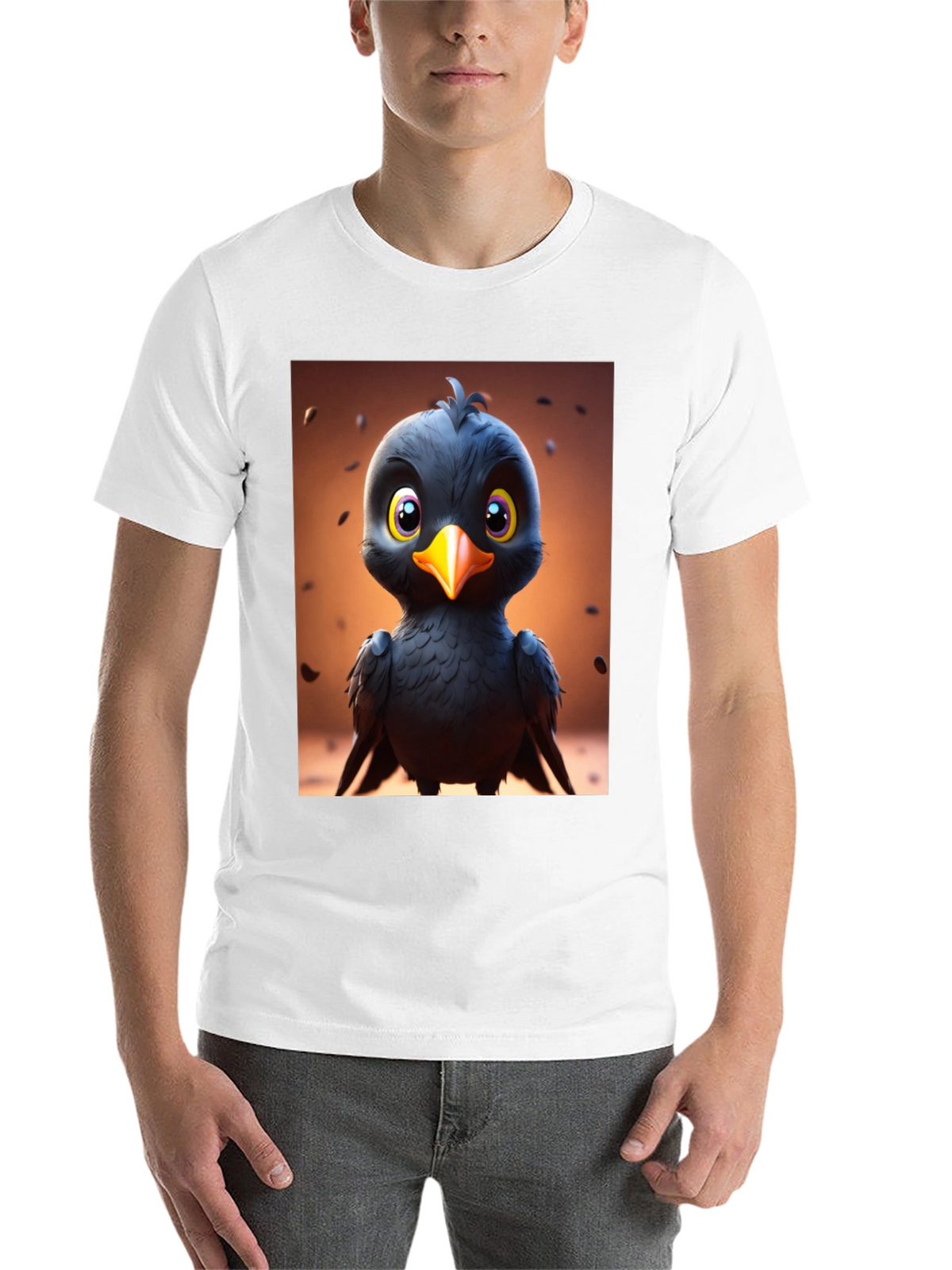 Cute Cartoon Black Bird Graphic Tee