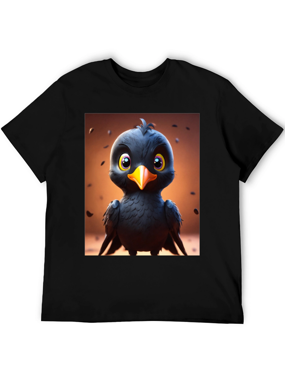 Cute Cartoon Black Bird Graphic Tee