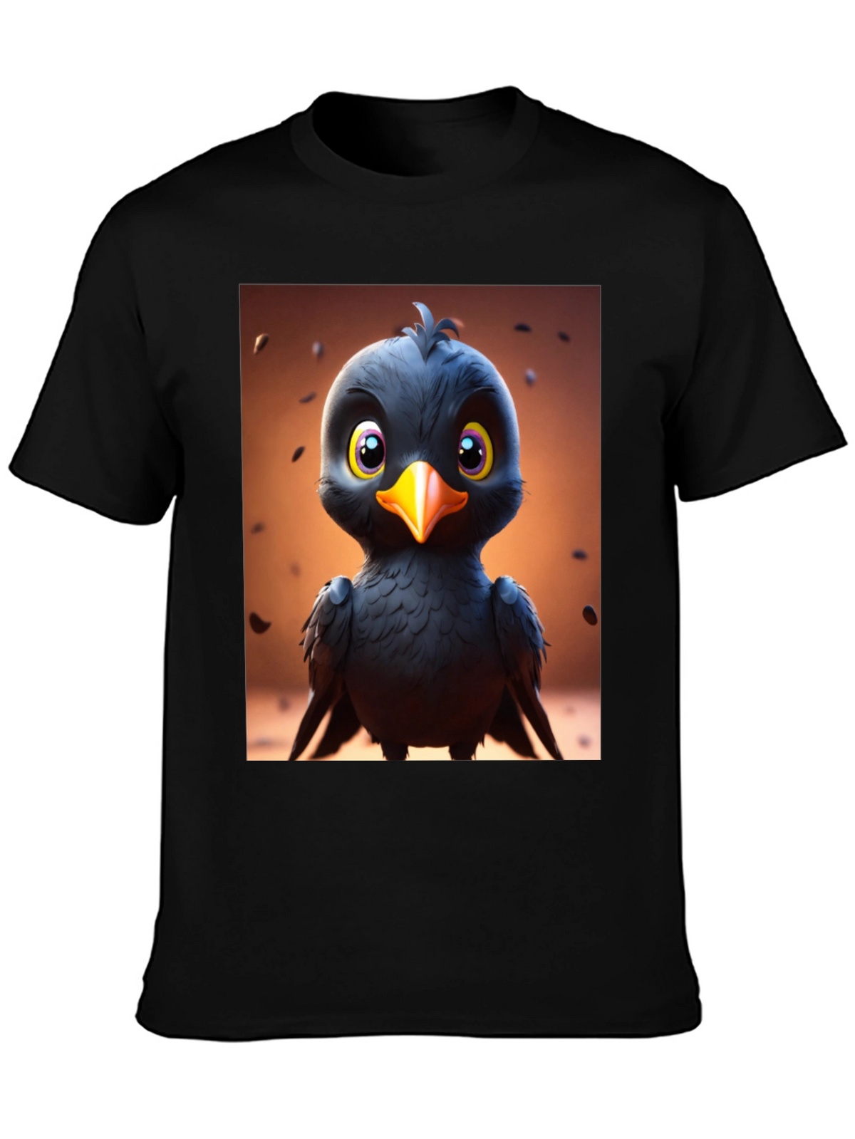 Cute Cartoon Black Bird Graphic Tee