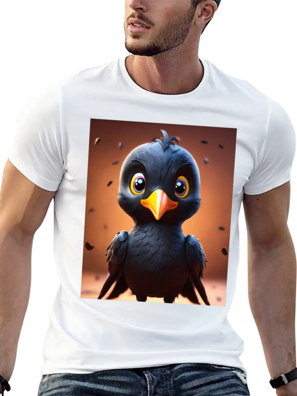 Cute Cartoon Black Bird Graphic Tee