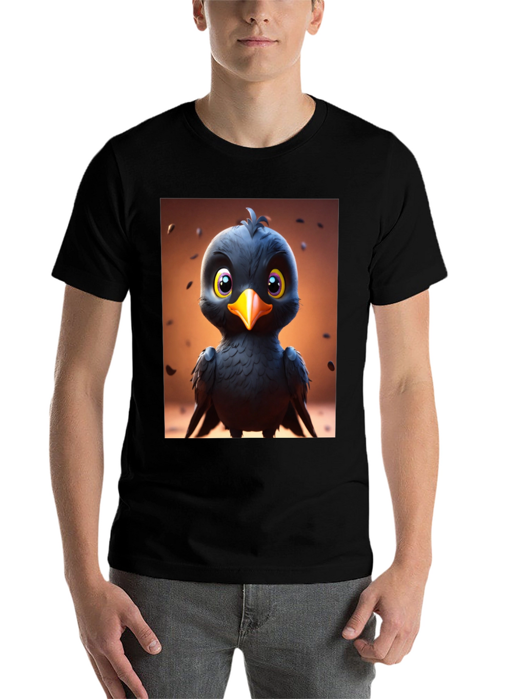 Cute Cartoon Black Bird Graphic Tee
