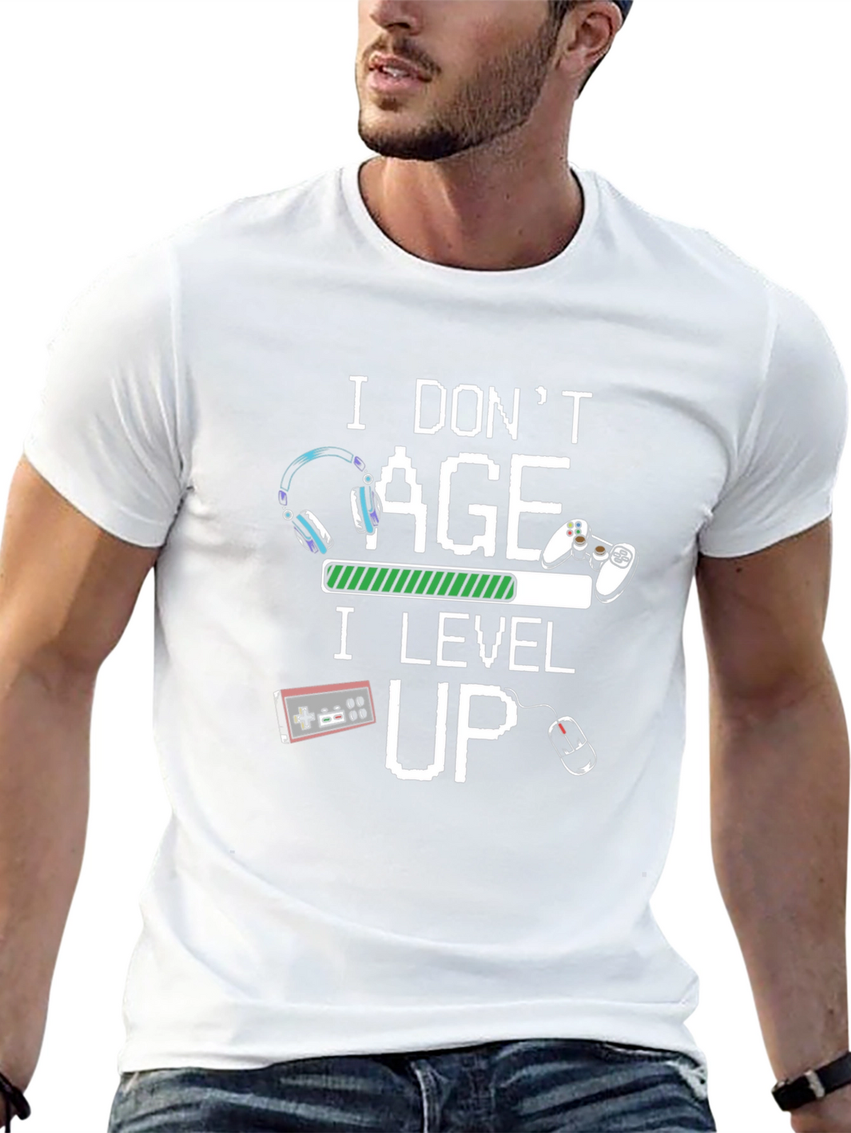 I Dont Age I Level Up T-Shirt Gamer Black