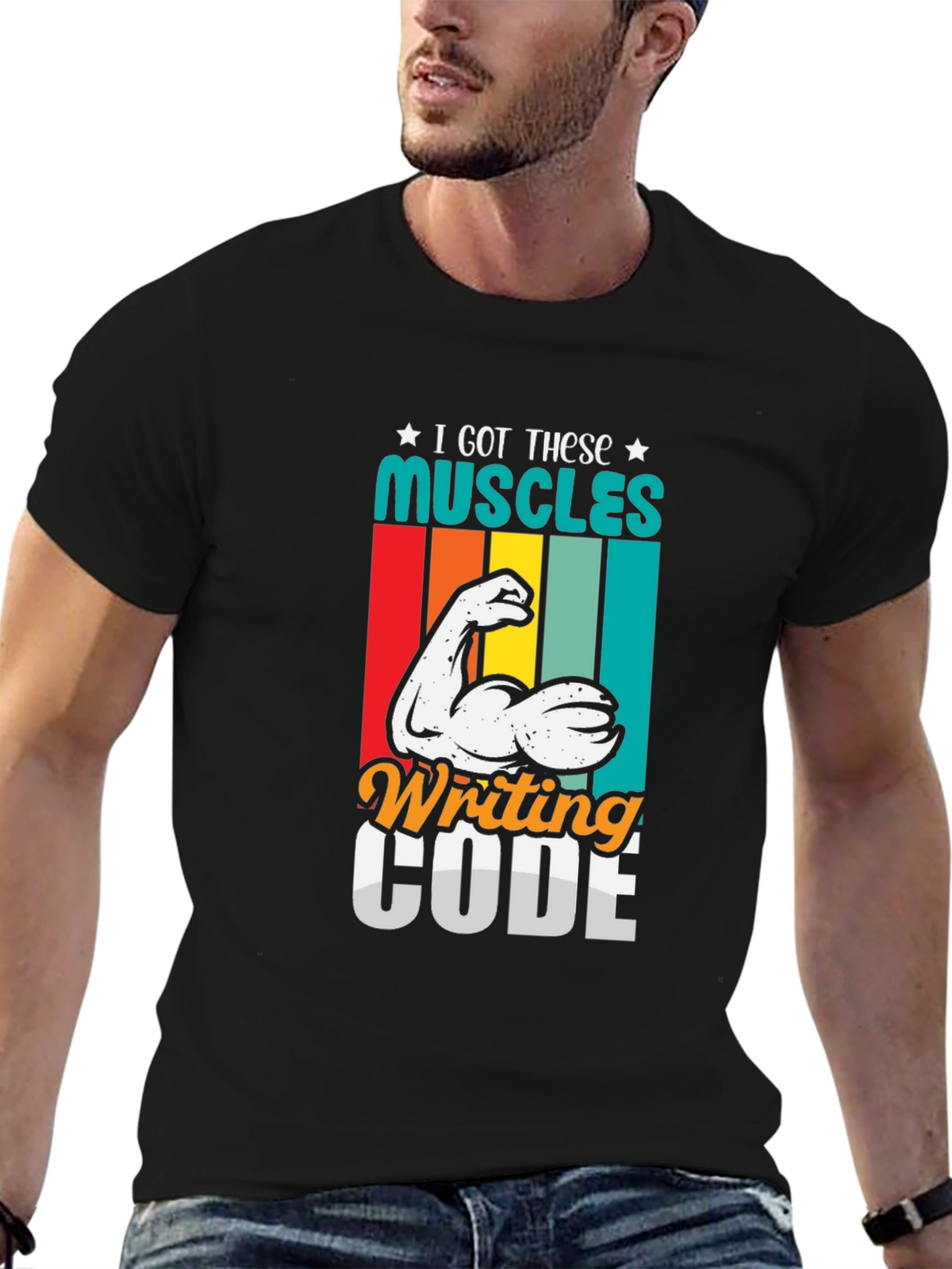 Code Muscles Black Graphic Tee